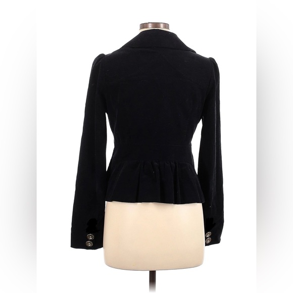 Anthro Floreat Black Velvet Ruffle Suit Blazer Jacket - Picture 4 of 8